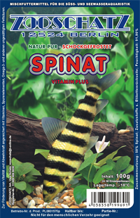 Frostfutter Spinat für pflanzenfresssende Zierfische
